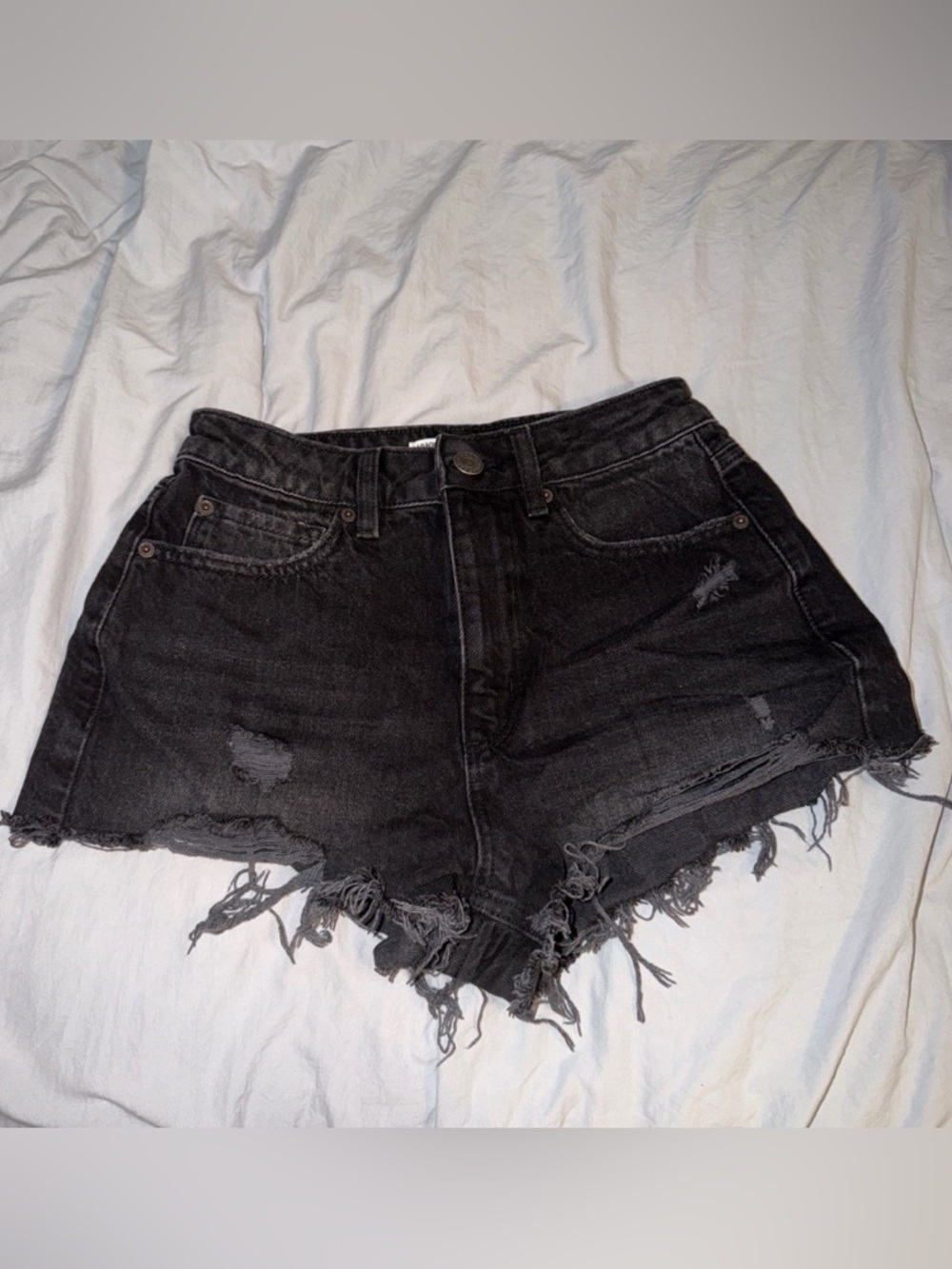 Garage Black Distressed Festival Denim Shorts